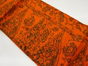 リサイクル　手織り真綿紬花唐草模様織出し名古屋帯